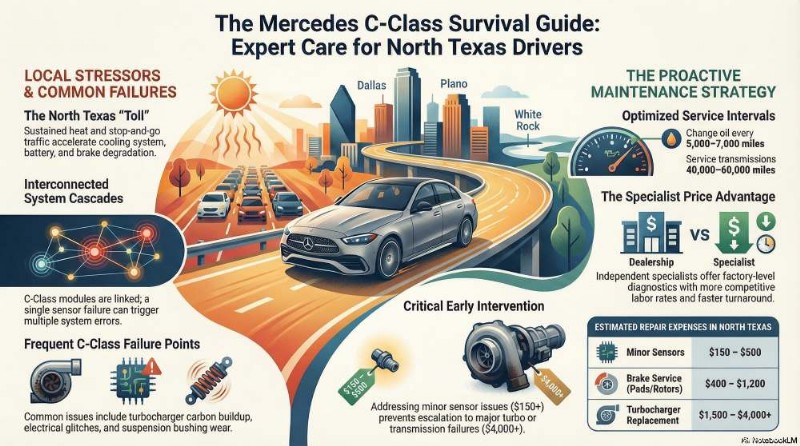 Экспертные услуги по ремонту Mercedes C-Class в Далласе, Плано и Уайт-Роке 